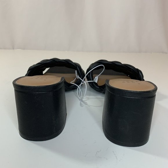 A New Day Womens Dorothy Slide Sandals Black Wedge Basketweave - Picture 5 of 10